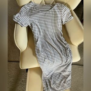 Gray striped maternity dress